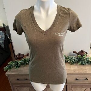 Next level Lake Nona army green vneck tshirt